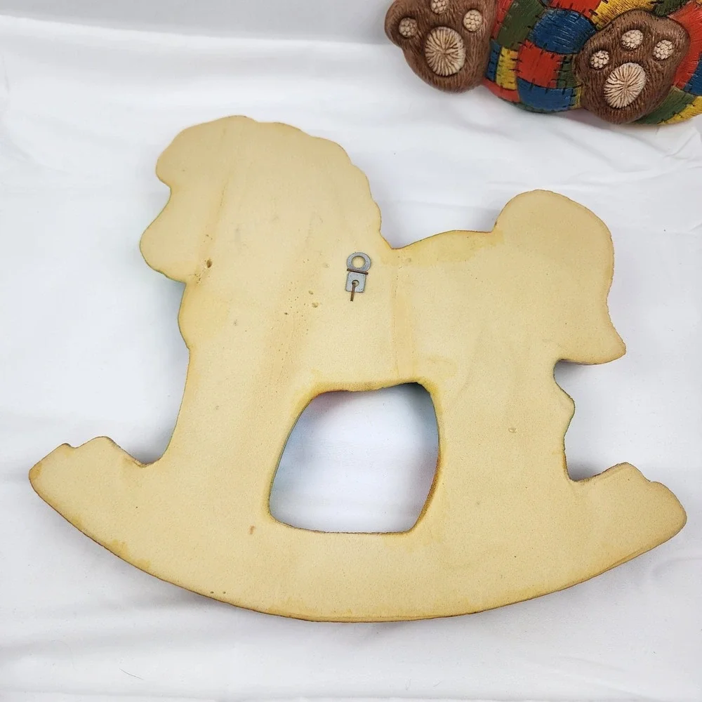 Vtg Syroco Foam Craft Patchwork‎ Rocking Horse Teddy Bear, Nursery Wall Baby